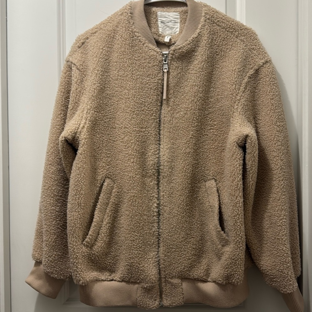 Avec Les Filles Cream Faux Fur Teddy Jacket